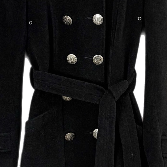 Ochirly Wool & Silk Blend Coat with Rabbit Fur Lined Hood – Size Extra-Small - Picture 4 of 14